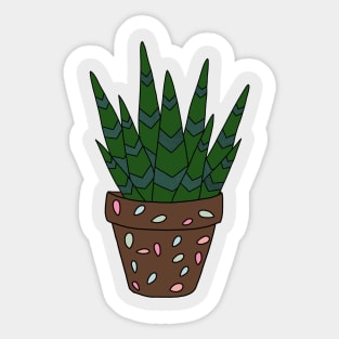 Cute Cactus Design #140: Haworthia Inspired Succulent In Terra-Cotta Pot Sticker